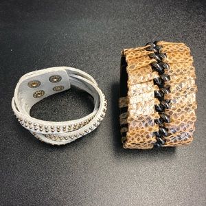 Two Cuff Bracelets with Gold Embellishments